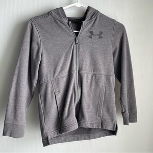 Under Armour boys youth small full zip long sleeve hooded top grey